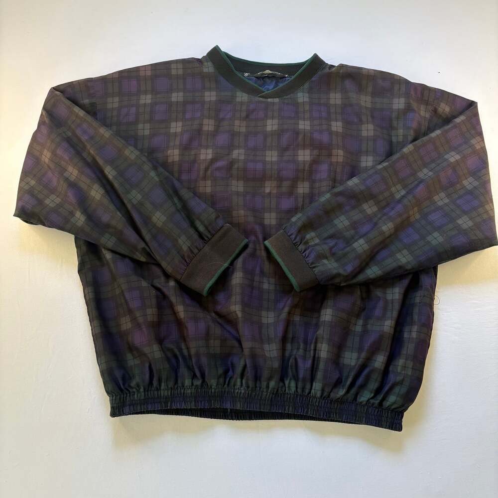 Vintage Haggar Golf Pullover, Mens XL, Plaid Purple & Green